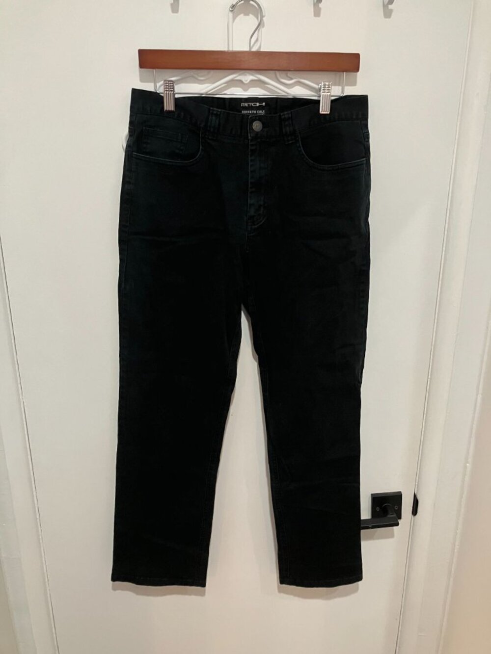 Kenneth Cole New York Y2K Stretch Black Straight Leg Pants Denim Slim Fit 33x32